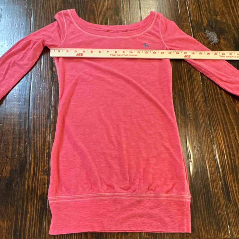 Abercrombie & Fitch Early 2010's Women's Pink Boat Neck Tunic XS 3/4 Sleeve